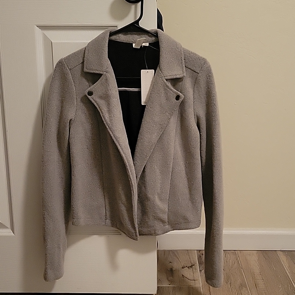 Others Follow Bomber Biker Fleece Gray Jacket
